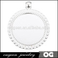 Silver colour round Blank Pendant Tray Bezel Setting for Round Glass Cabochons